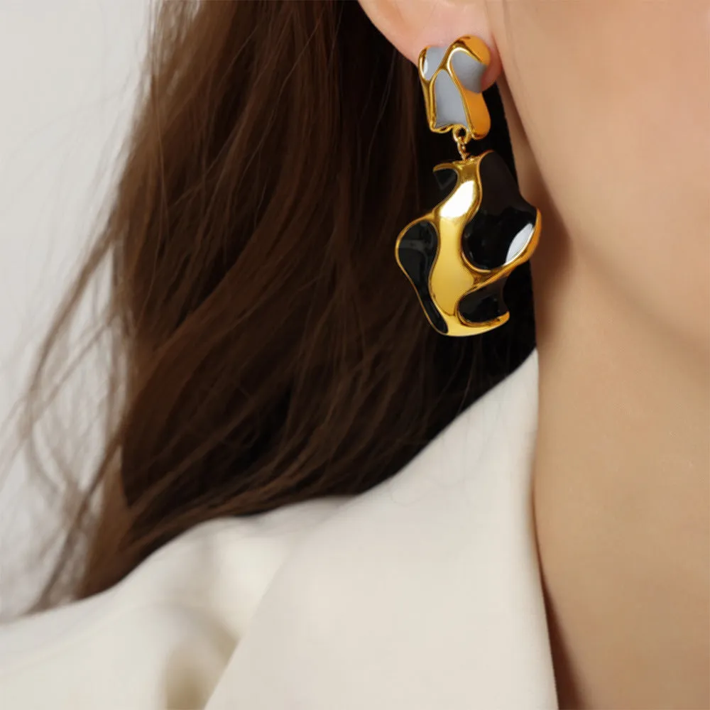 Enamel Cow Pattern Earrings - Stylish Niche Accessory for Women