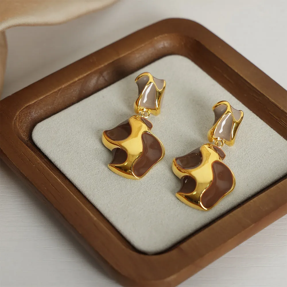 Enamel Cow Pattern Earrings - Stylish Niche Accessory for Women