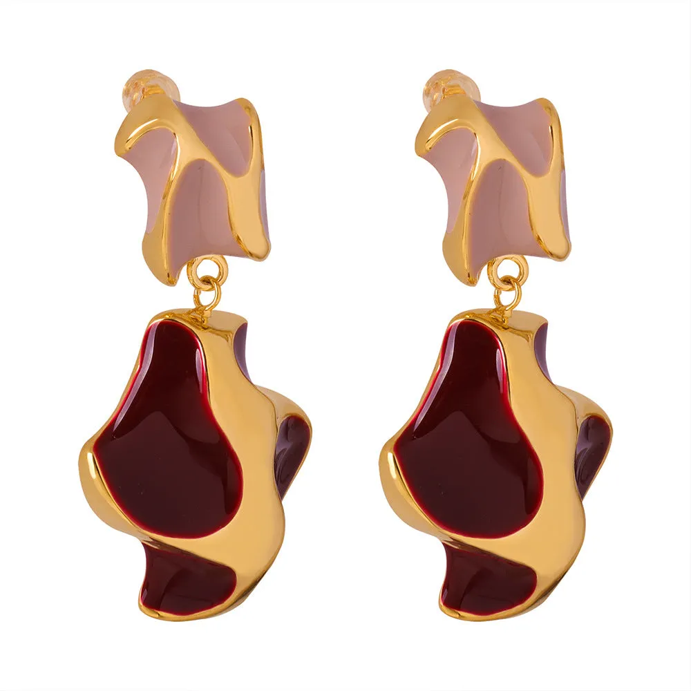 Enamel Cow Pattern Earrings - Stylish Niche Accessory for Women