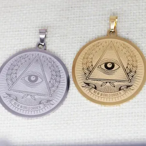 Eye Of Providence Pendant - Silver & Gold Plated Stainless Steel 2 Pieces