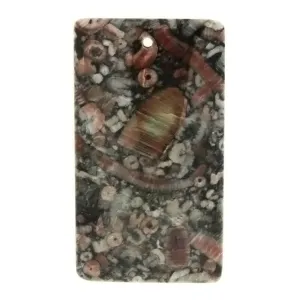 GEMSTONE AGATE FOSSIL RECTANGLE 25 X 45 MM PENDANT