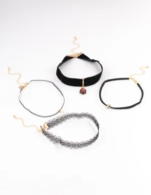 Gold Lace Teardrop Choker 4-Pack