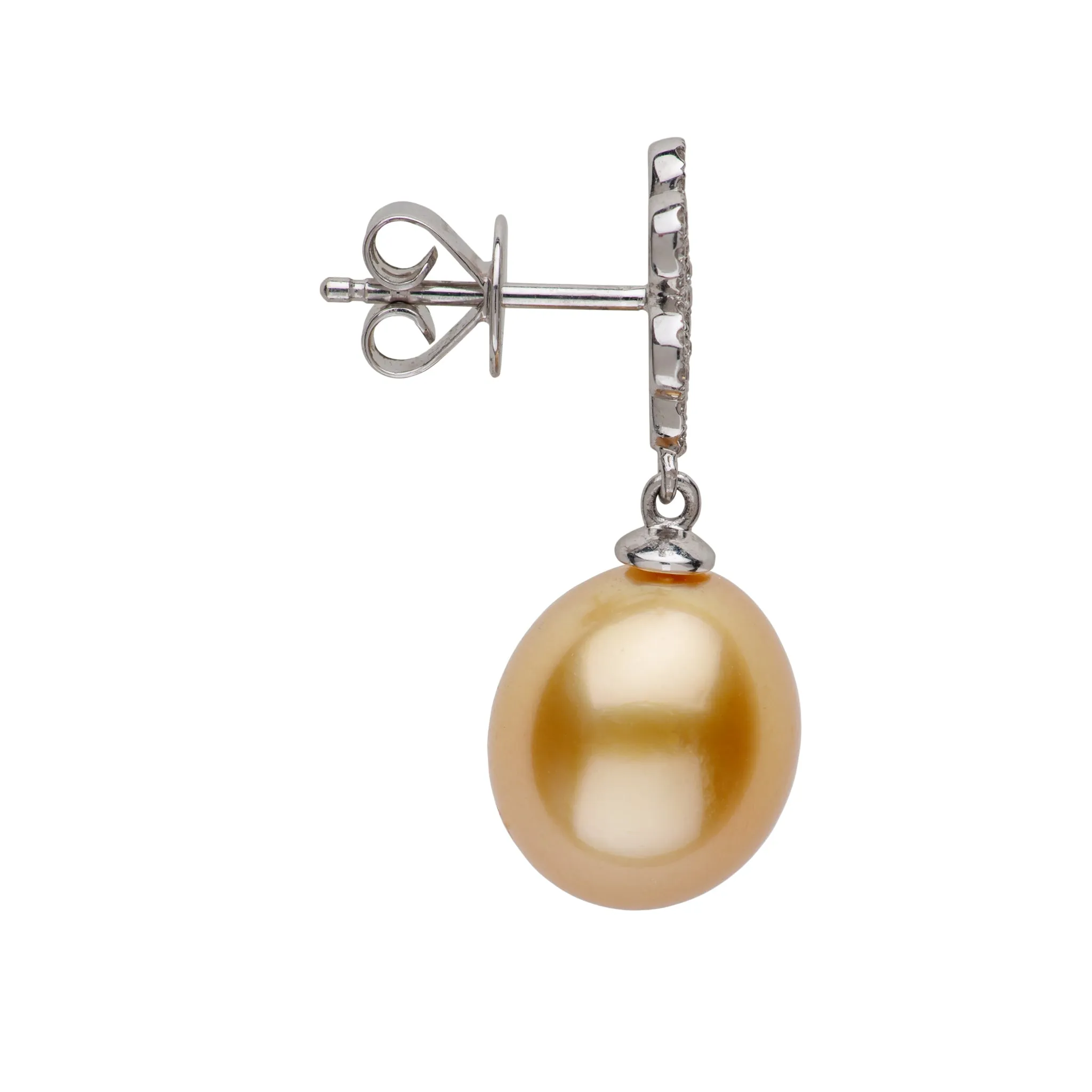 Golden South Sea Pearl & Flower Earrings