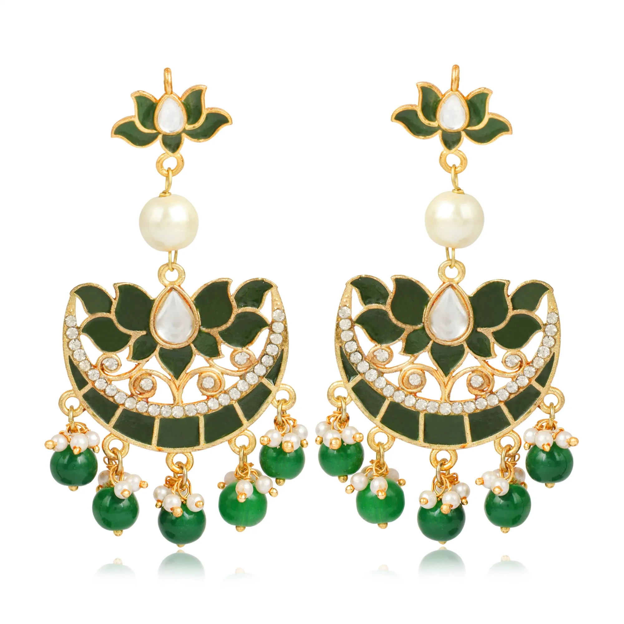 GoldPlated Fashion German Chandbali Hook Dangler Stylish Fancy Party Wear Earrings For Women