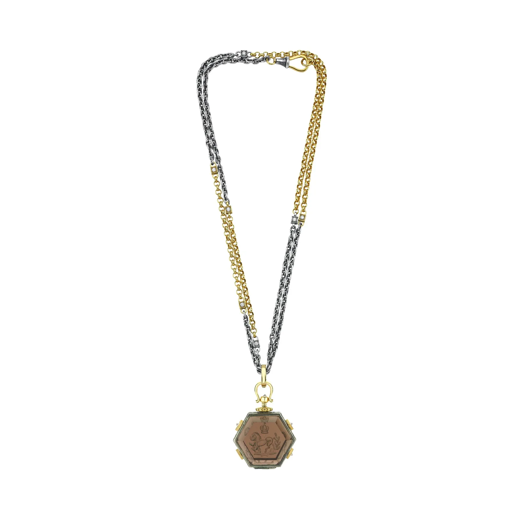 GRAND TOUR HORSE & LAUREL CREST SMOKY TOPAZ LOCKET