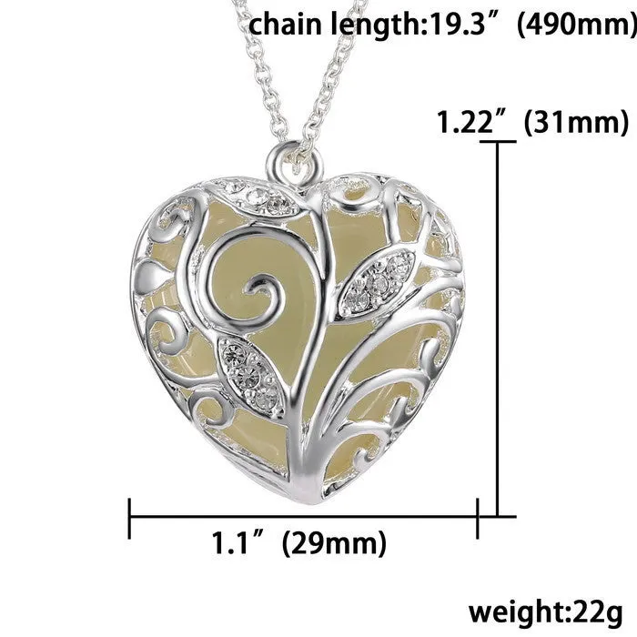 Heart necklace Pendants Glow in the Dark Gifts fashion Glowing Necklace for women Jewelry