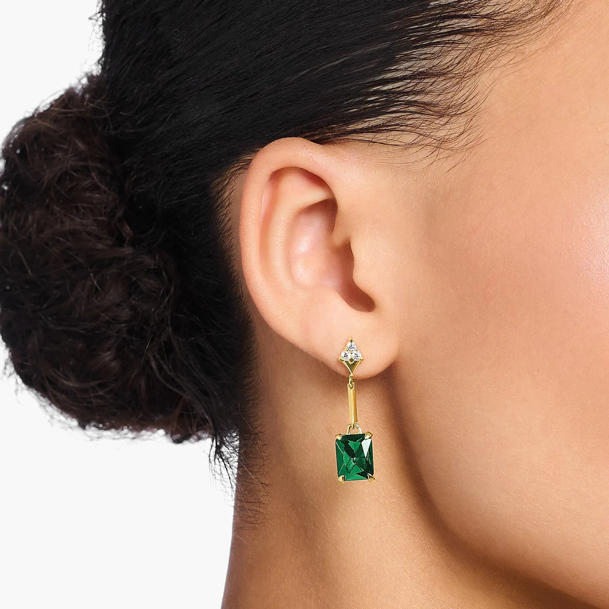 Heritage Green Stone Gold Drop Earrings