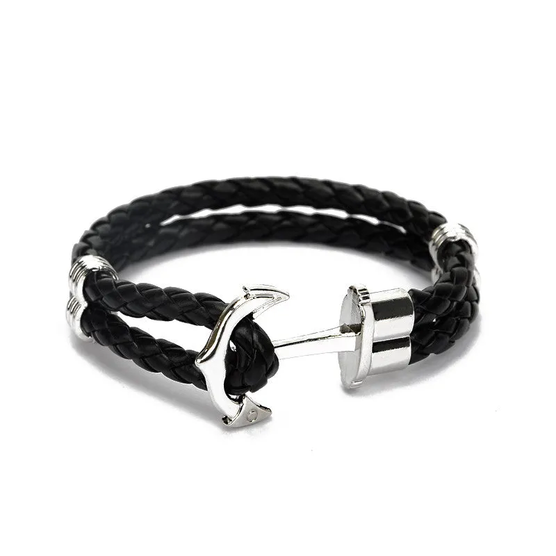 High Quality Fashion Jewelry PU Leather Bracelet Men Anchor Bracelets for Women Best Friend Gift Summer Style pulseira