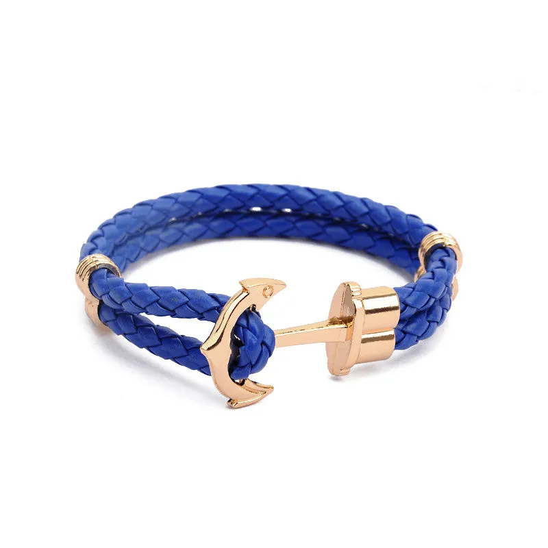 High Quality Fashion Jewelry PU Leather Bracelet Men Anchor Bracelets for Women Best Friend Gift Summer Style pulseira