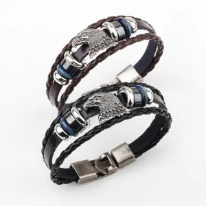 Hot Sale Bracelet Men Women Handmade Braid Genuine Leather bracelet Wrap Charm Skull Bracelet Bangle Men Jewelry