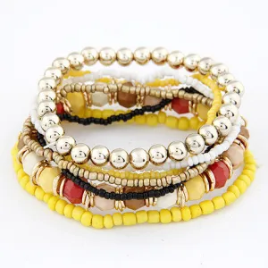 Hot Sale Korean Designer Fashion Bohemia Beads Beeaded Multi Strand Stretch Bracelet Bangles pulseira for Women Girl