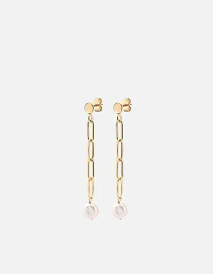 Imani Pearl Earrings, Gold Vermeil