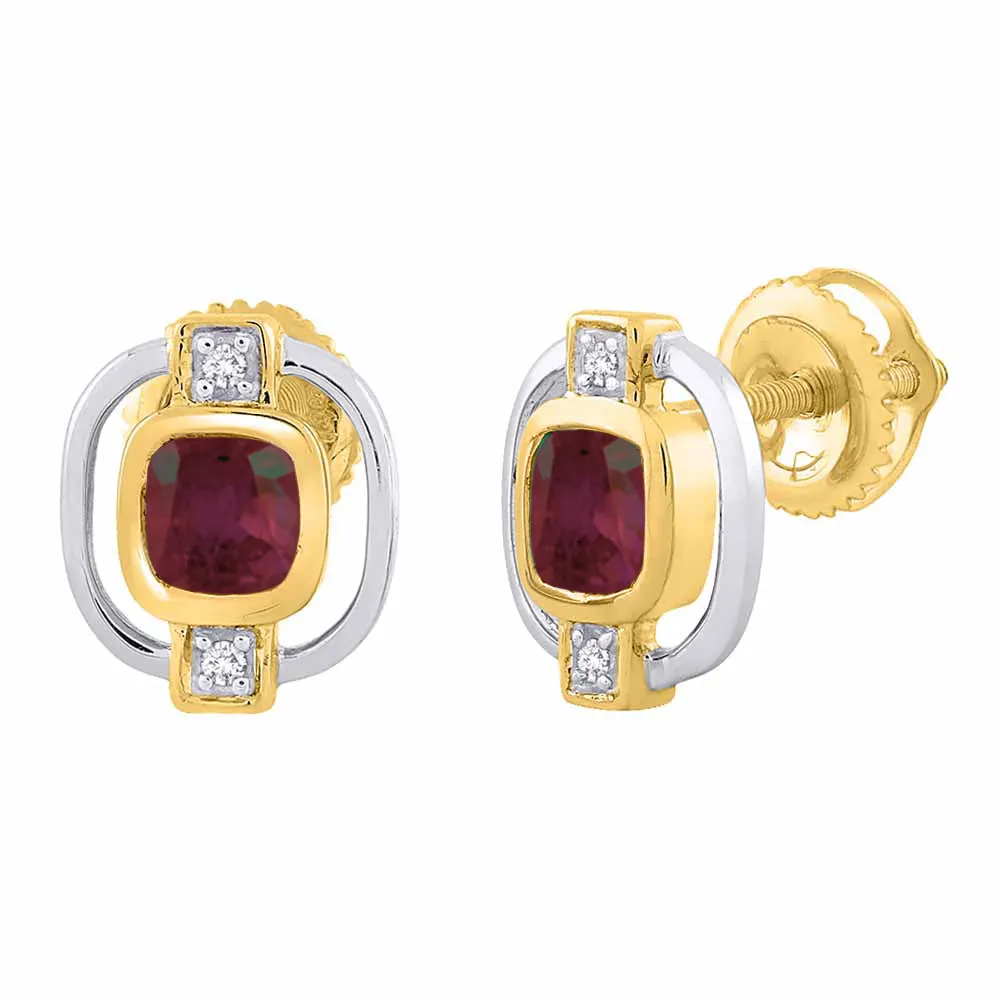 KATARINA 5/8 cttw Diamond and Cushion Cut Ruby Fashion Earrings