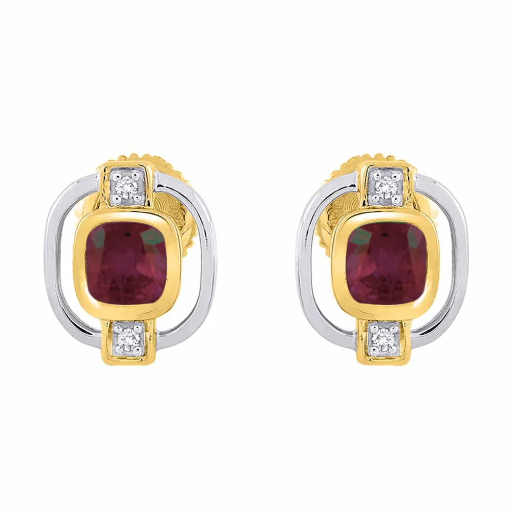 KATARINA 5/8 cttw Diamond and Cushion Cut Ruby Fashion Earrings