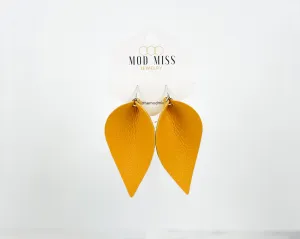 Leather Petal Earring "Mustard Yellow"