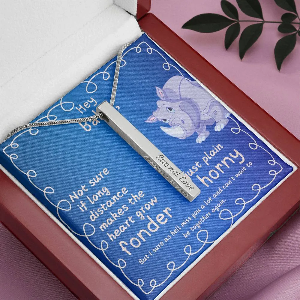 Long Distance Relationship Gift for Him | Vertical Bar / Stick Necklace for LDR Love - Missing you