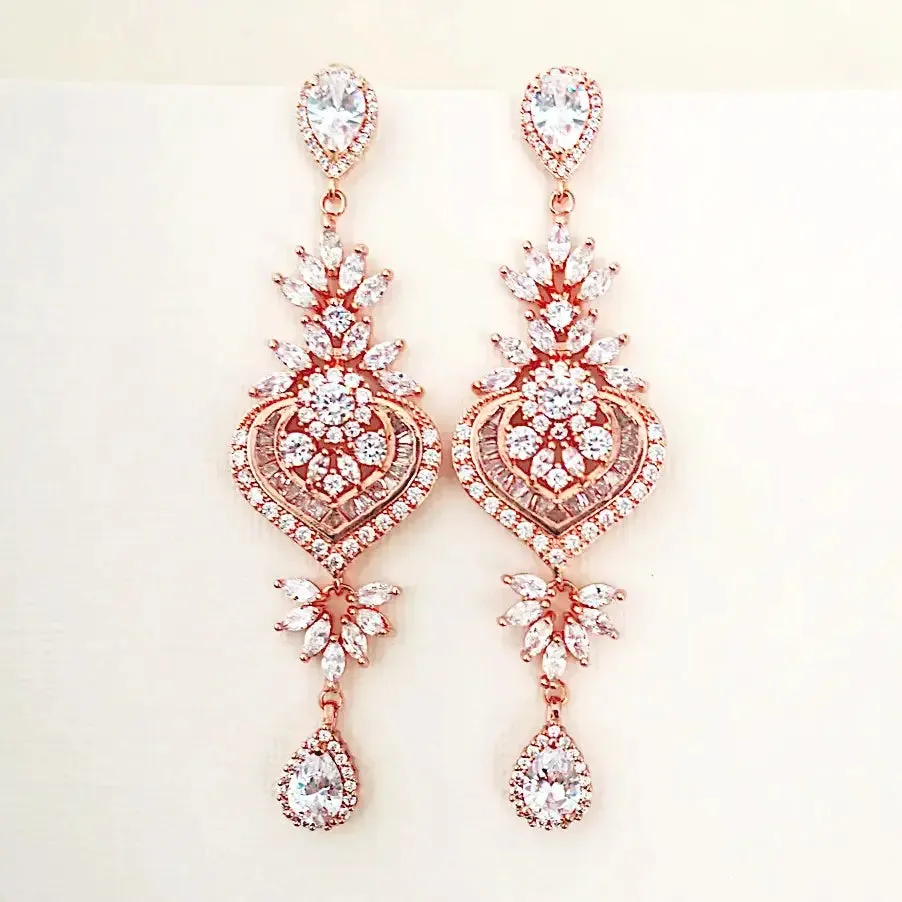 Long Statement CZ Earrings