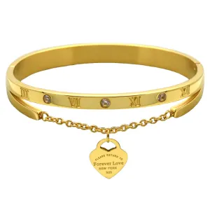 Luxury Jewelry Brand Pulseira Stainless Steel Bracelet & Bangle 18K Gold Plated Heart Love Tag Bracelet Jewelry For Women