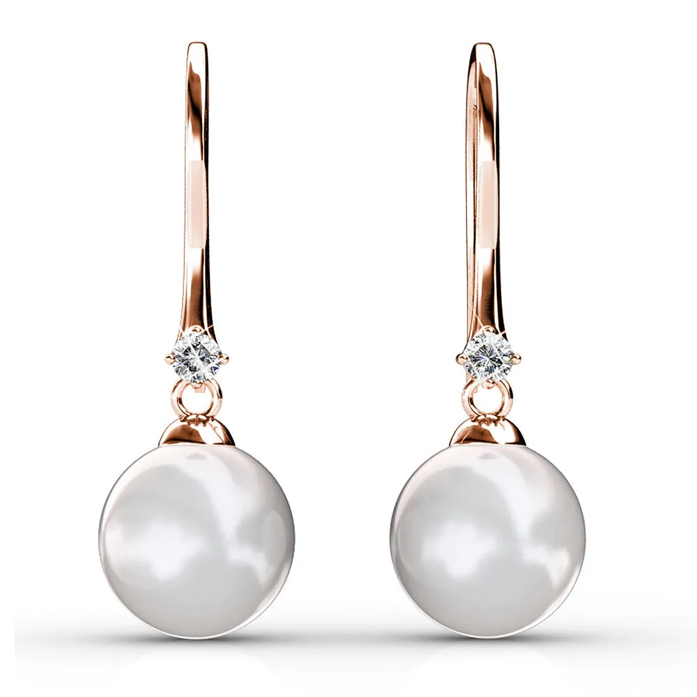 Magnificent Pearl Hook Earrings Embellished With SWAROVSKI Crystals