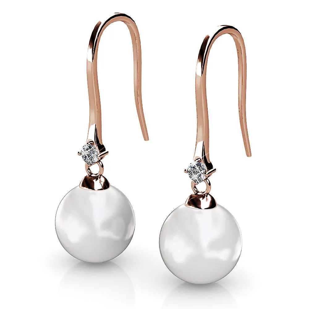 Magnificent Pearl Hook Earrings Embellished With SWAROVSKI Crystals