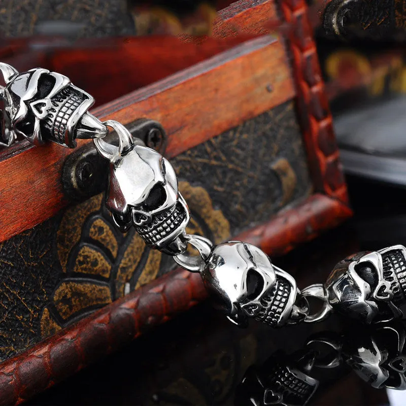 Men Bracelet New 316L Stainless Steel 7 Skulls Gothic Punk Men Bracelet For Boyfriend & Girlfriend Jewelry Gift