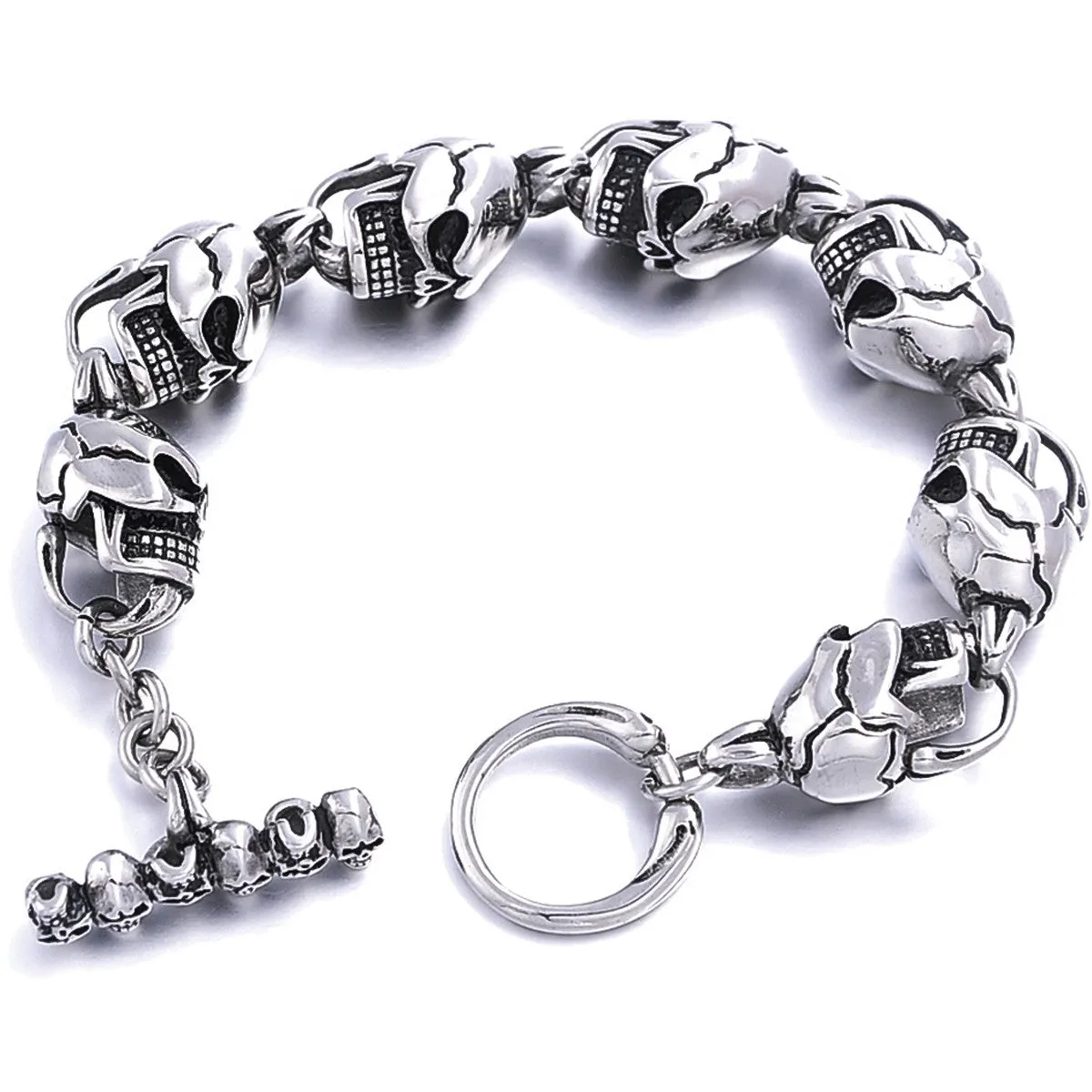 Men Bracelet New 316L Stainless Steel 7 Skulls Gothic Punk Men Bracelet For Boyfriend & Girlfriend Jewelry Gift