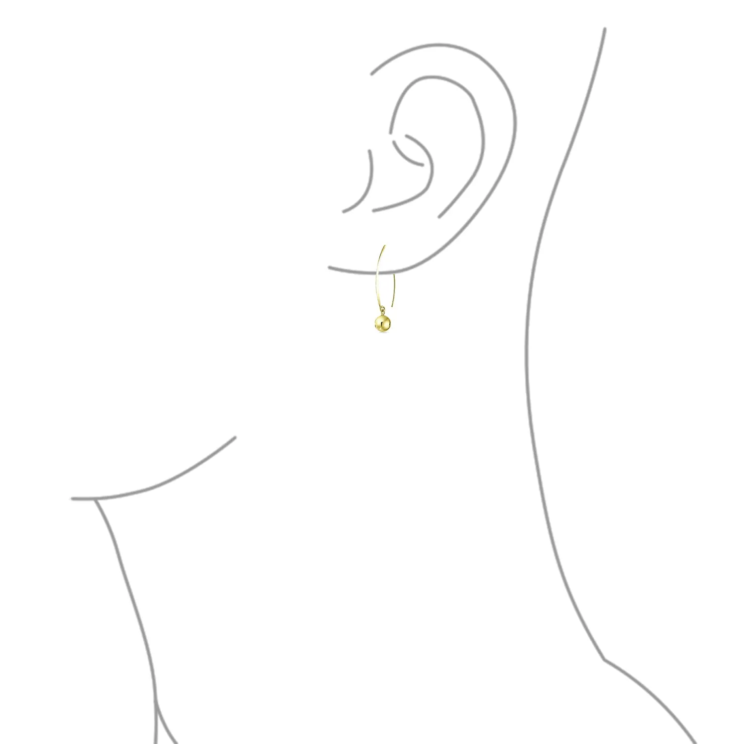 Minimalist Geometric Dangle Earrings 14K Gold Plated Sterling Silver 8MM Bead