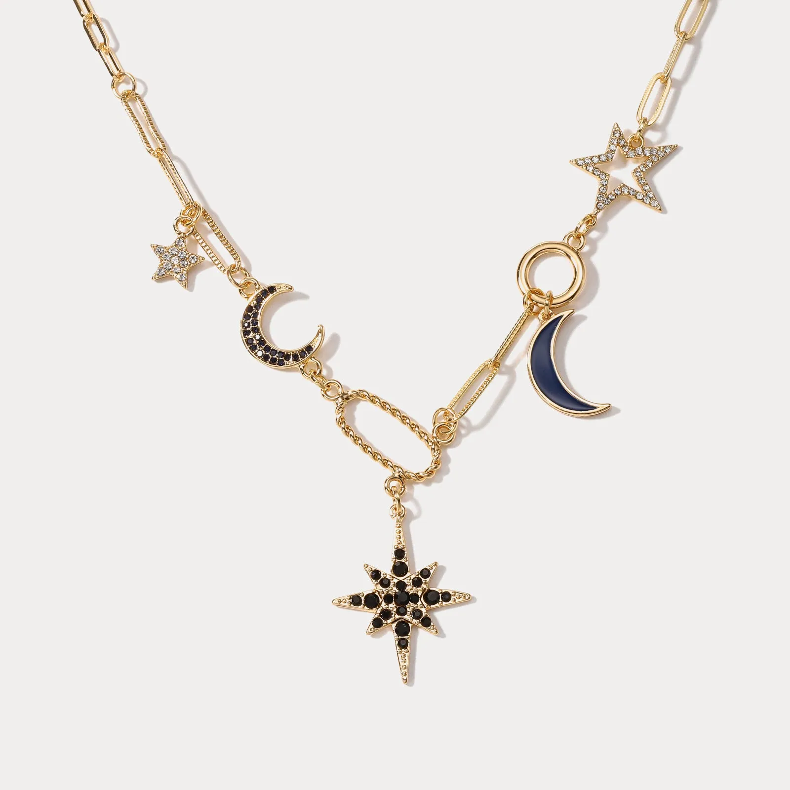 Moon Star Diamond Necklace