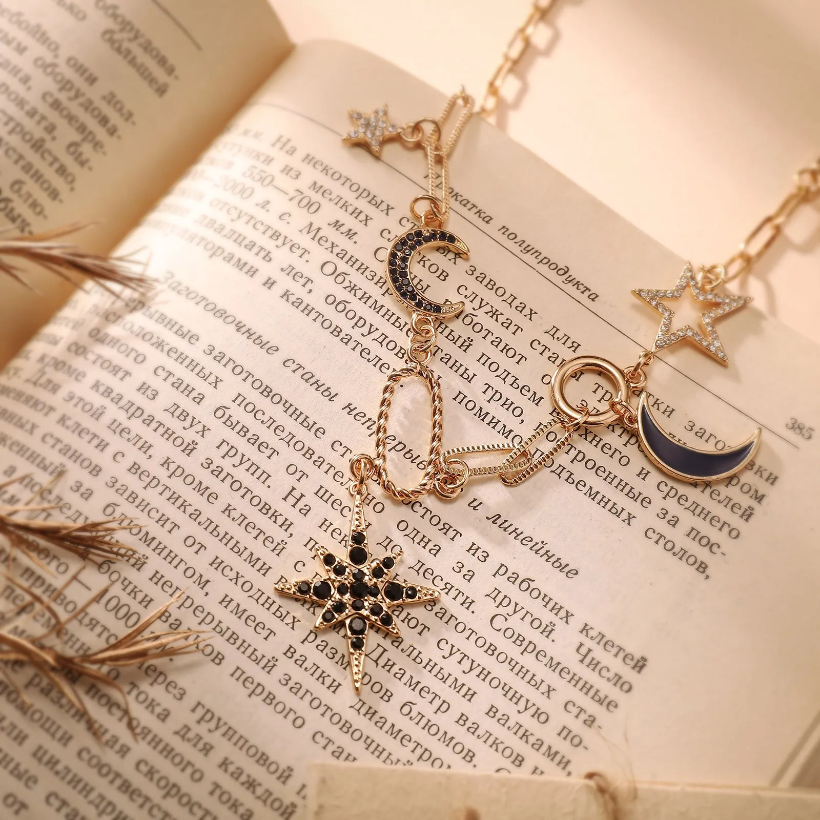 Moon Star Diamond Necklace