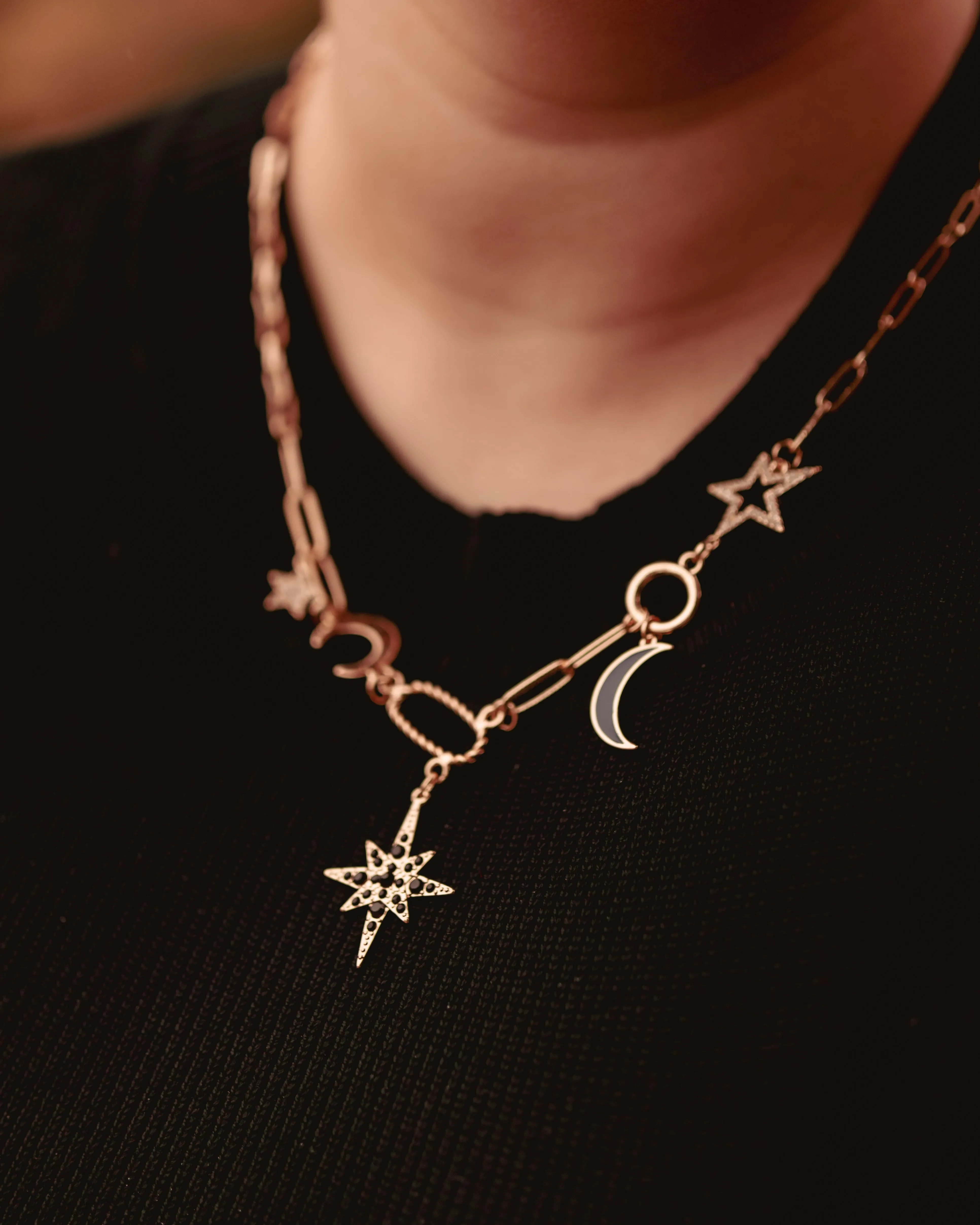 Moon Star Diamond Necklace