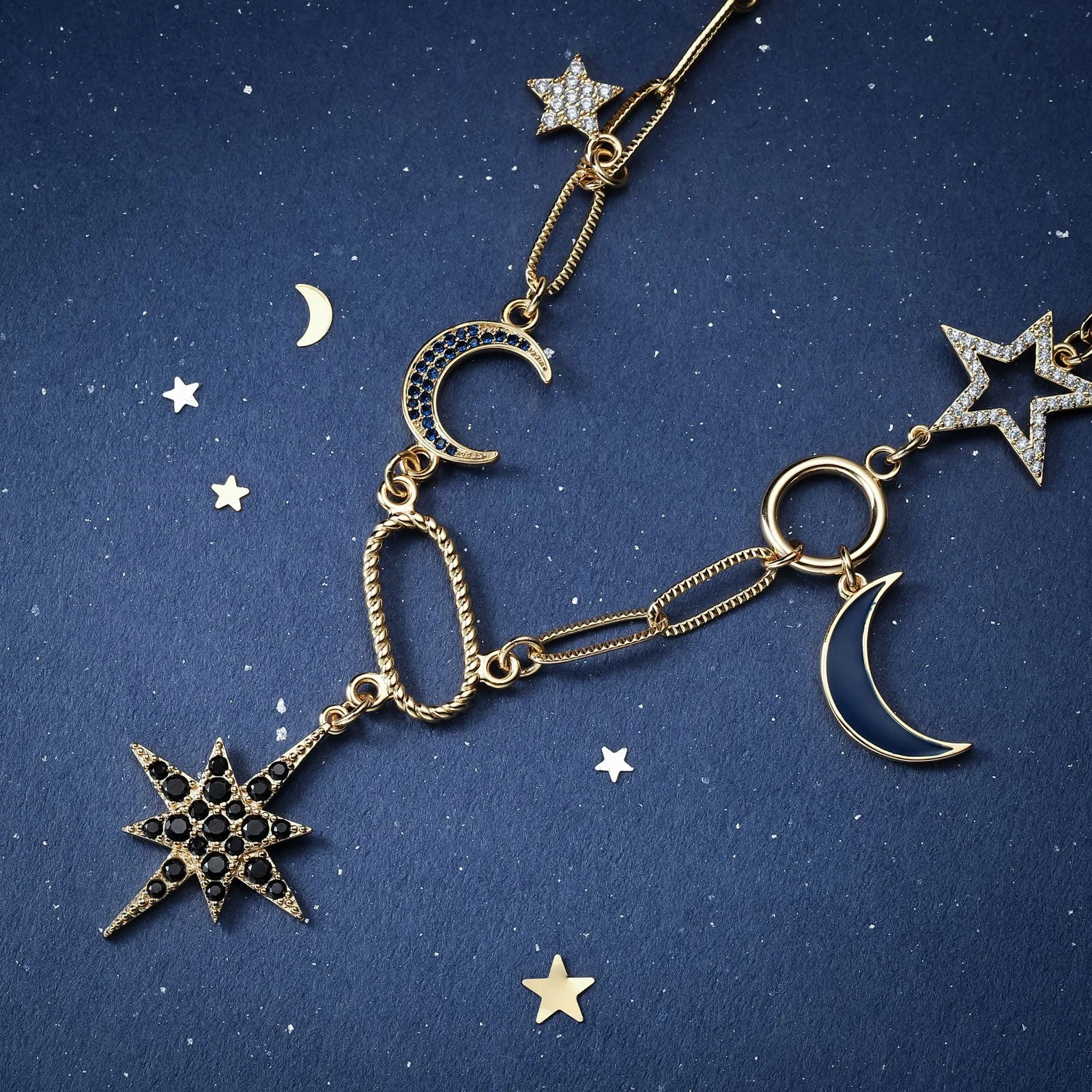 Moon Star Diamond Necklace