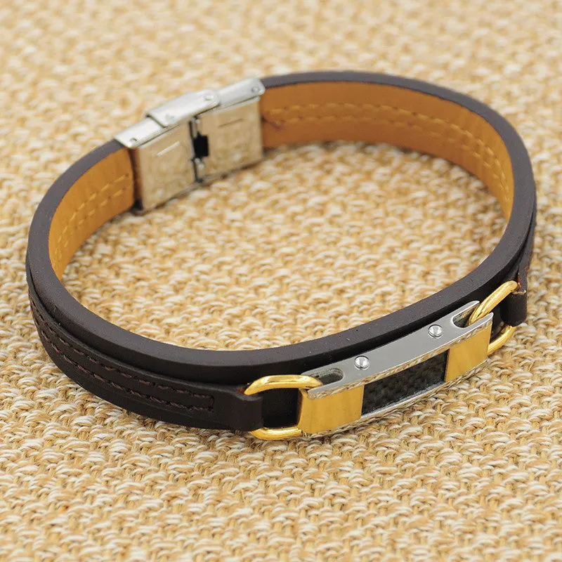 New arrival popular jewelry PU leather mix stainless steel Bracelets Men Wholesale charm male fashion accessories Bangles