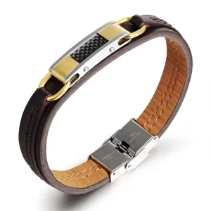 New arrival popular jewelry PU leather mix stainless steel Bracelets Men Wholesale charm male fashion accessories Bangles