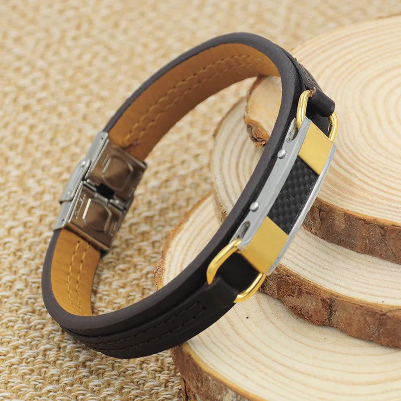 New arrival popular jewelry PU leather mix stainless steel Bracelets Men Wholesale charm male fashion accessories Bangles