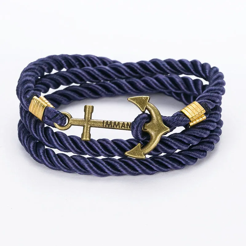 New Arrive DIY Rope Black Blue Anchor Bracelet Fashion Women Men Hooks Bracelet Bangle Charm Bracelets Jewelry