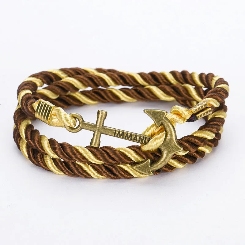 New Arrive DIY Rope Black Blue Anchor Bracelet Fashion Women Men Hooks Bracelet Bangle Charm Bracelets Jewelry