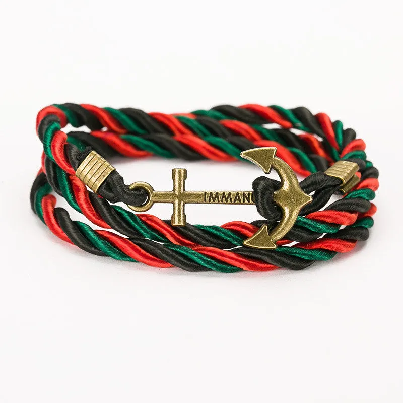 New Arrive DIY Rope Black Blue Anchor Bracelet Fashion Women Men Hooks Bracelet Bangle Charm Bracelets Jewelry