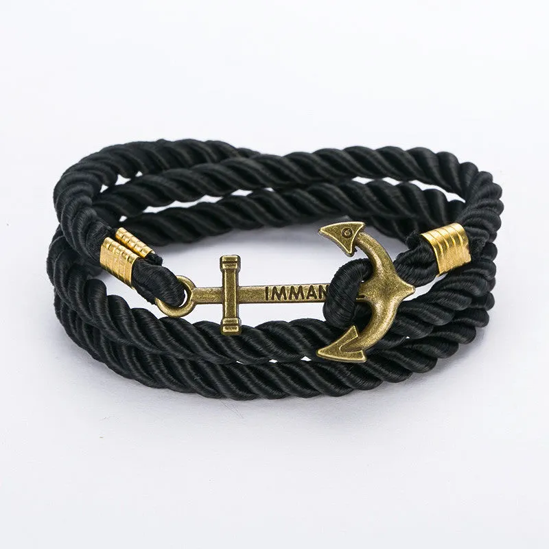 New Arrive DIY Rope Black Blue Anchor Bracelet Fashion Women Men Hooks Bracelet Bangle Charm Bracelets Jewelry