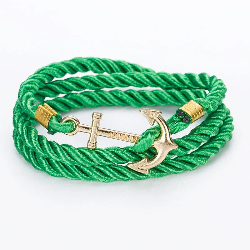 New Arrive DIY Rope Black Blue Anchor Bracelet Fashion Women Men Hooks Bracelet Bangle Charm Bracelets Jewelry