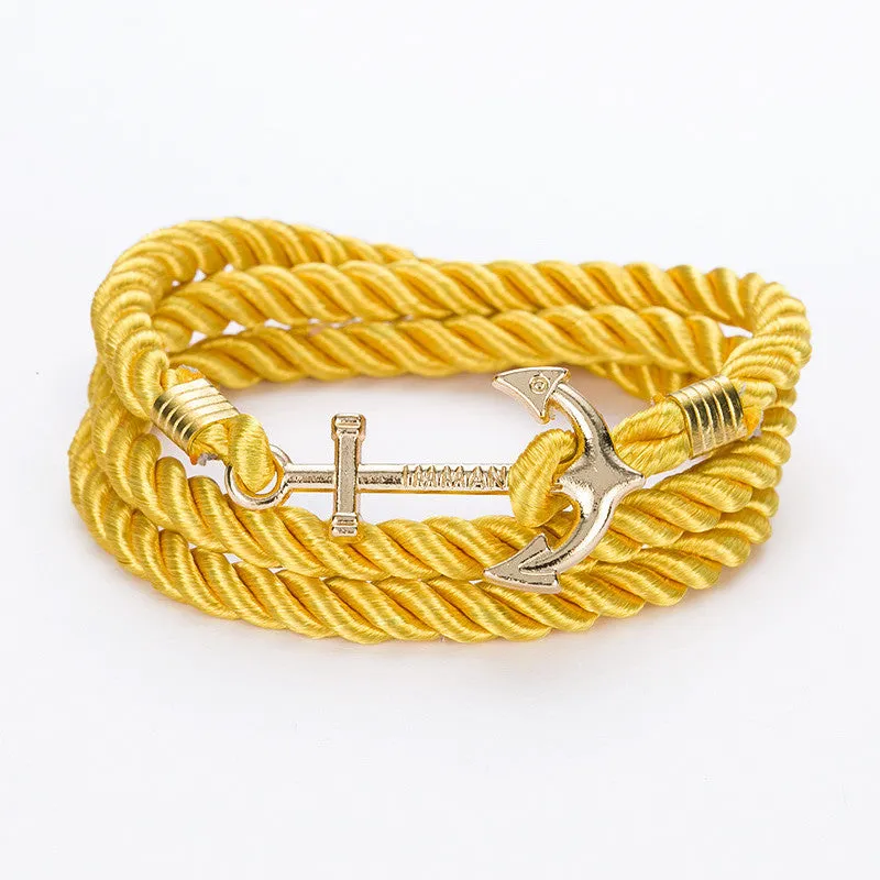 New Arrive DIY Rope Black Blue Anchor Bracelet Fashion Women Men Hooks Bracelet Bangle Charm Bracelets Jewelry