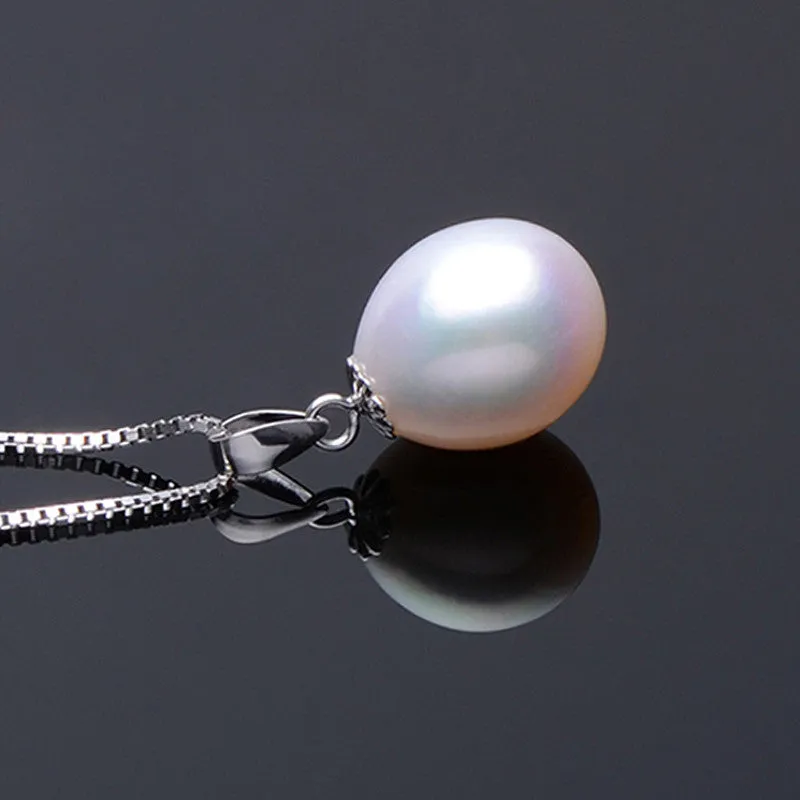 New Genuine Pearl Necklace Vintage Silver Pendant White Freshwater Pearl Wedding Necklace