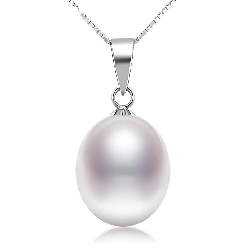 New Genuine Pearl Necklace Vintage Silver Pendant White Freshwater Pearl Wedding Necklace