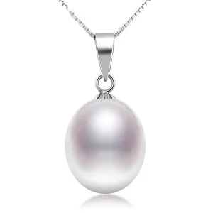 New Genuine Pearl Necklace Vintage Silver Pendant White Freshwater Pearl Wedding Necklace