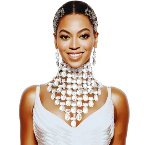 Opulent Jeweled Silver Pointed Bib Set