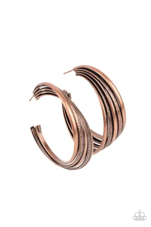 Paparazzi Earring ~ In Sync - Copper