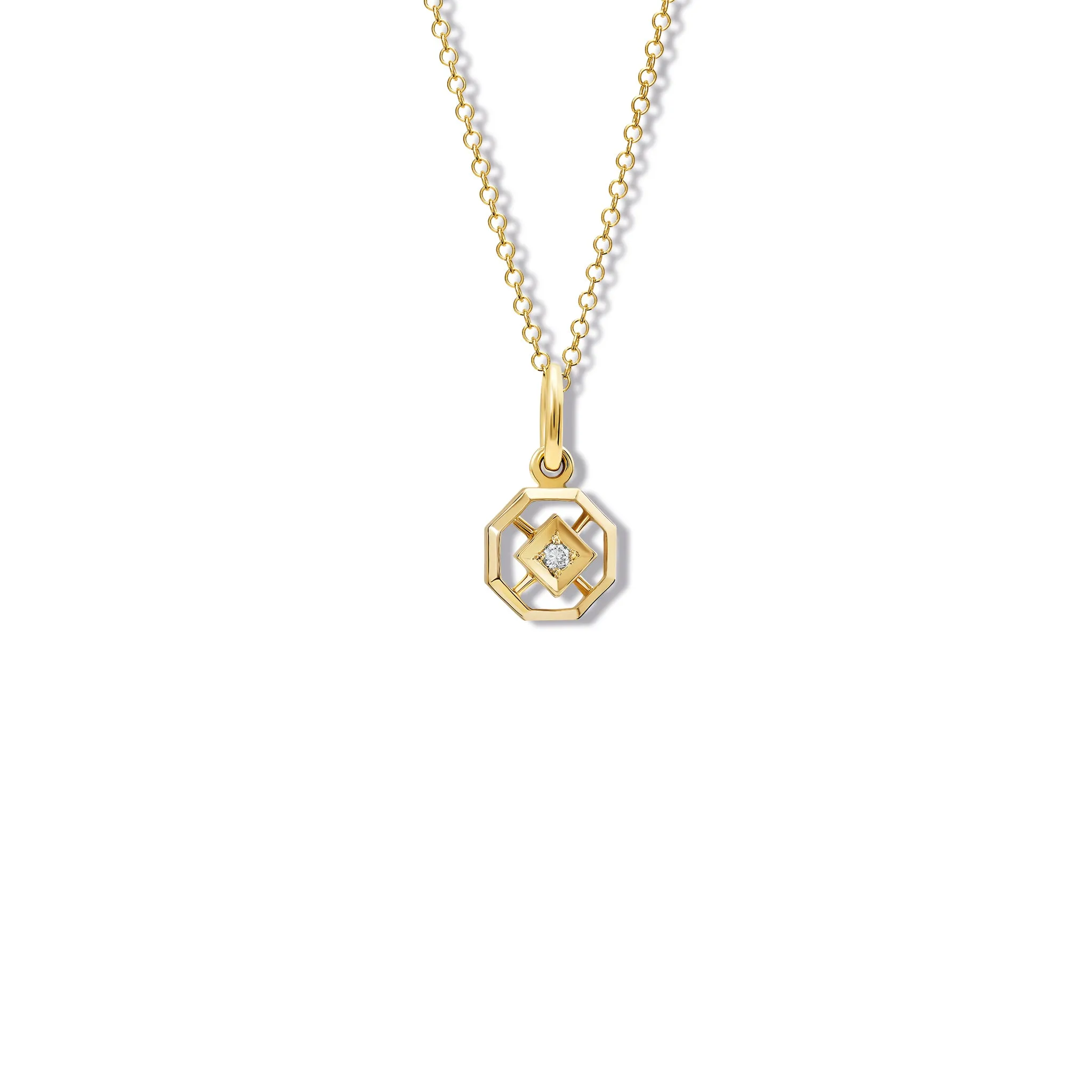 Parquet Small Necklace Pendant Yellow Gold - Diamond