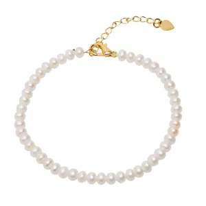 Pearl Bracelet | Handmade Womens 4-5mm White Freshwater Pearl Beaded Bracelet for Ladies and Girls