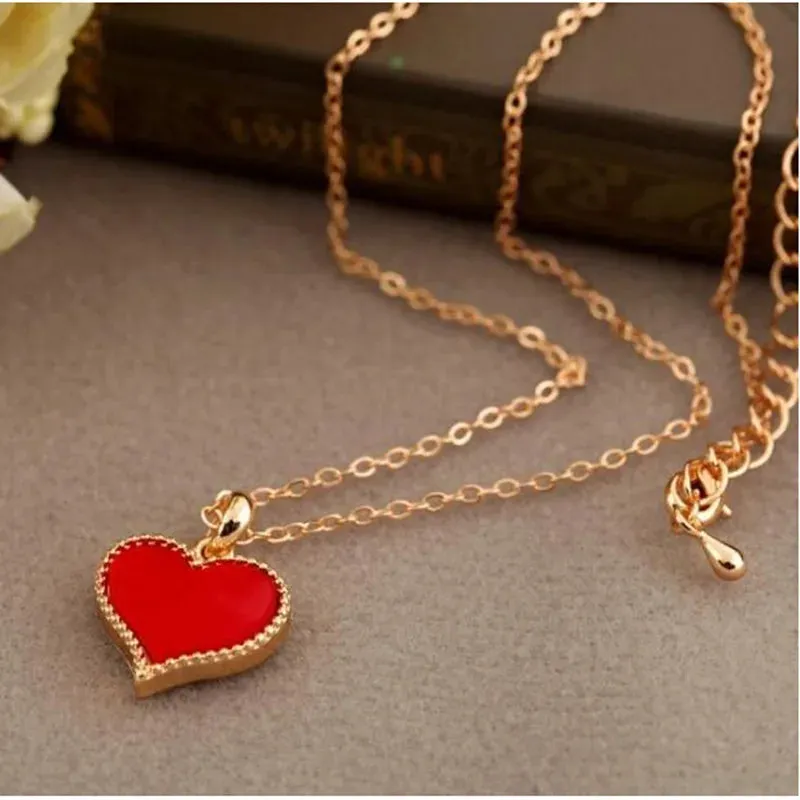 Pendant Gossip New Red Girl With Chain Heart Serena Clavicle Love Vintage Fashion Necklace