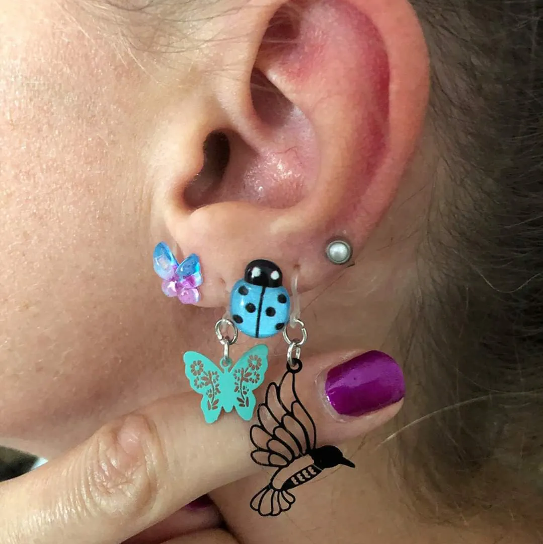 Petite Butterfly Dangles Hypoallergenic Earrings for Sensitive Ears Made with Plastic Posts