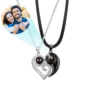 Photo Projection Couple Pendants Set for 2